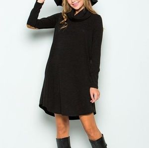 Cowl neck sweater dress